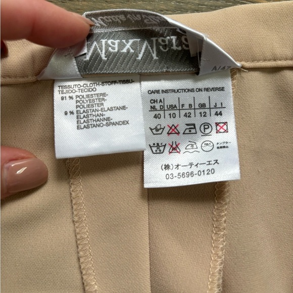 MaxMara Beige Tan Straight Wide Leg high waisted Trousers Womens size 10 - Picture 5 of 5